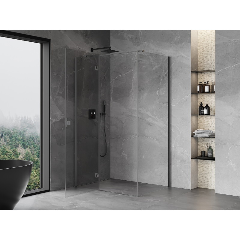 Mexen Mist-H T cabină de duș pivotantă stânga 115 x 85 cm, transparent, gri armă periat - 8A5T-115-085-66-00-L