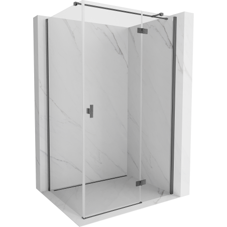 Mexen Mist-H T jobbos nyíló tusolófülke 110 x 70 cm, átlátszó, gun szürke kefe - 8A5T-110-070-66-00-P