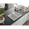 Mexen Carlos chiuvetă de granit 1,5 compartiment cu baterie de bucătărie Rita, alb - 6518-20-670300-20