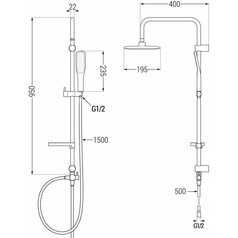 Mexen X49 coloană de duș, negru/auriu - 798494991-75