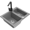 Mexen Carlos 1,5 medencés gránit mosogató Rita konyhai csappal, szürke - 6518-71-670300-70