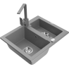 Mexen Carlos chiuvetă granit 1,5-camere cu baterie de bucătărie Rita, gri - 6518-71-670300-71