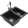 Mexen Carlos chiuvetă de granit 1,5 camere cu baterie de bucătărie Rita, negru/argintiu metalic - 6518-73-670300-00