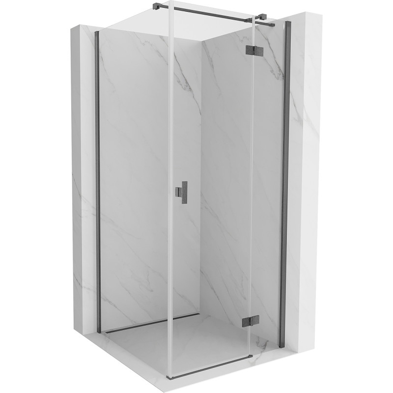Mexen Mist-H T jobbra nyíló zuhanykabin 120 x 120 cm, átlátszó, kefélt pisztolyszürke - 8A5T-120-120-66-00-P