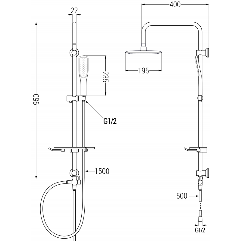 Mexen T49 coloană de duș, albă/aurie - 798494993-25