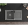 Mexen Pablo chiuvetă de granit cu un compartiment, cu picurător și baterie de bucătărie Telma, gri - 6510-71-670200-70