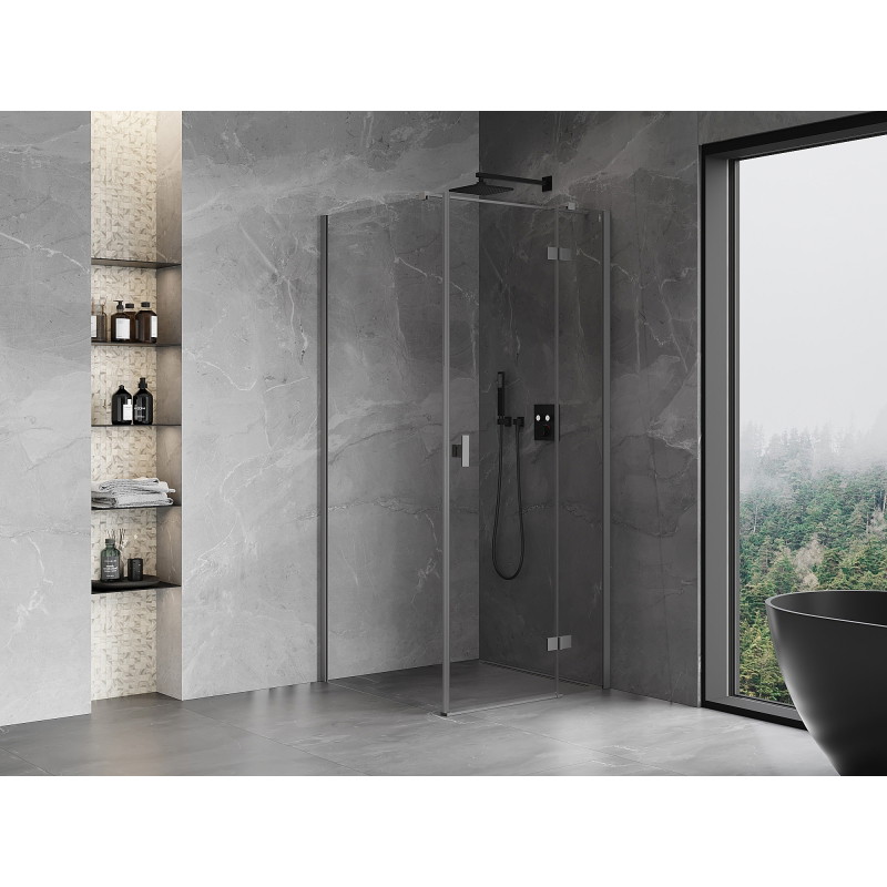 Mexen Mist-H T jobb oldalra nyíló zuhanykabin 95 x 95 cm, átlátszó, gunmetal - 8A5T-095-095-95-00-P