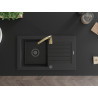 Mexen Pablo chiuvetă de granit 1-cameră cu scurgător și baterie de bucătărie Telma, negru - 6510-77-670200-50-B