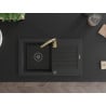 Mexen Pablo chiuvetă de granit cu 1 cuvă cu scurgător și baterie de bucătărie Telma, negru - 6510-77-670200-50-B