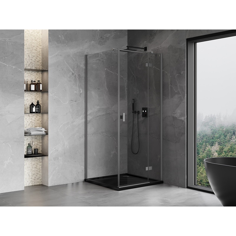 Mexen Mist-H T nyitható jobboldali zuhanykabin 110 x 110 cm, átlátszó, gunmetal - 8A5T-110-110-95-00-P