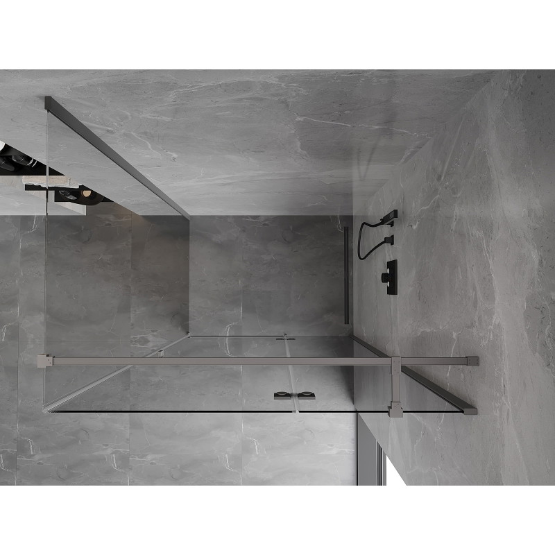 Mexen Mist-H T jobb oldali kifelé nyíló zuhanykabin 70 x 120 cm, átlátszó, gun metal - 8A5T-070-120-95-00-P
