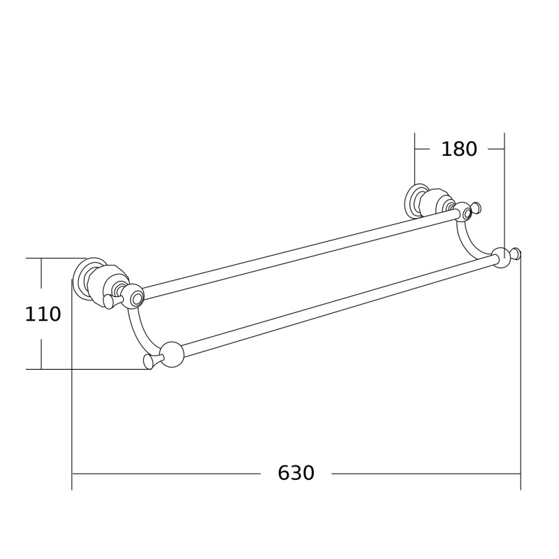Mexen Estela cuier dublu pentru prosoape, auriu - 7011525-50