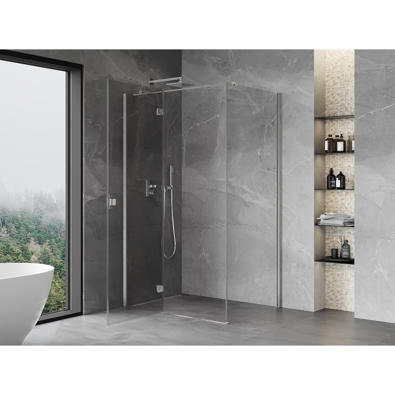 Mexen Mist-H T 120 x 80 cm-es, áttetsző, bal oldali nyitható zuhanykabin, szálcsiszolt nikkel - 8A5T-120-080-97-00-L