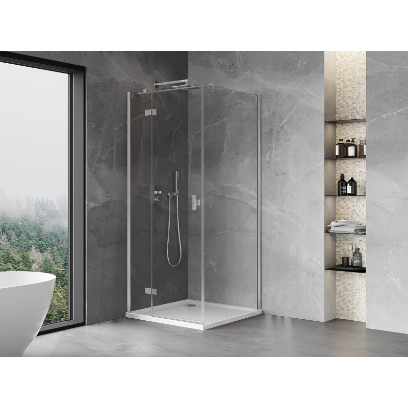 Mexen Mist-H T cabina de duș rabatabilă stânga 85 x 85 cm, transparent, nichel periat - 8A5T-085-085-97-00-L