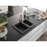 Mexen Carlos chiuvetă granit 1,5 compartiment cu baterie bucătărie Rita, negru - 6518-77-670300-50-B