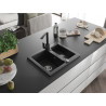 Mexen Carlos chiuvetă de granit cu 1,5 cuve cu baterie de bucătărie Rita, negru - 6518-77-670300-70
