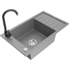 Mexen Elias gránit mosogató 1-medencés csepegtetővel és Telma konyhai csappal, szürke - 6511-71-670200-70