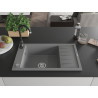 Mexen Elias chiuvetă de granit 1-cameră cu scurgere și baterie de bucătărie Telma, gri - 6511-71-670200-70