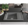 Mexen Elias chiuvetă granit de bucătărie, 1 compartiment, cu scurgător și baterie Telma, gri - 6511-71-670200-70