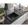 Mexen Elias chiuvetă de granit cu 1 compartiment, cu scurgător și baterie de bucătărie Telma, negru/argintiu - 6511-73-670200-7?