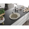 Mexen Kevin chiuvetă de granit cu un compartiment, cu picurător și baterie de bucătărie Rita, Bej - 6517-69-670300-00
