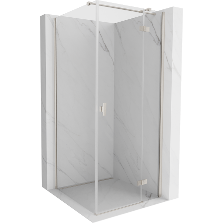 Mexen Mist-H T jobbos elcsúsztatható zuhanykabin, 90 x 90 cm, átlátszó, szálcsiszolt nikkel - 8A5T-090-090-97-00-P