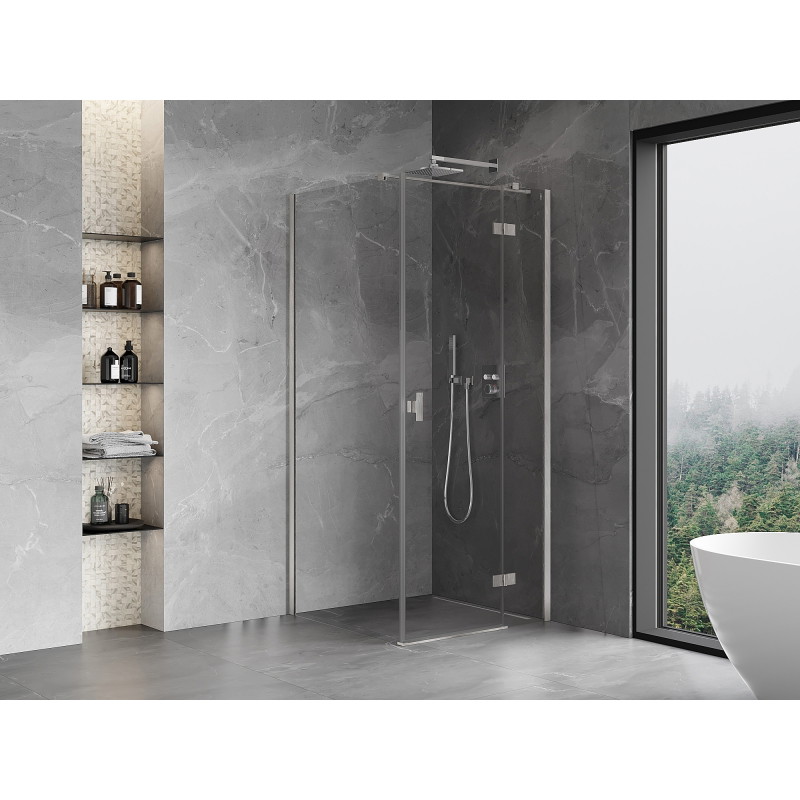 Mexen Mist-H T cabina de duș batantă dreapta 100 x 100 cm, transparentă, nichel periat - 8A5T-100-100-97-00-P