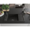Mexen Elias chiuvetă de granit cu 1 compartiment cu scurgător și baterie de bucătărie Telma, negru/auriu - 6511-75-670200-70-B