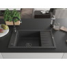 Mexen Elias chiuvetă de granit cu 1 compartiment, cu scurgător și baterie de bucătărie Telma, negru pătat