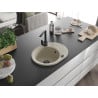 Mexen Kevin chiuvetă de granit cu un compartiment, cu picurător și baterie de bucătărie Rita, Bej - 6517-69-670300-70