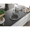 Mexen Kevin chiuvetă de granit cu 1 compartiment cu scurgător și baterie de bucătărie Rita, gri - 6517-71-670300-00