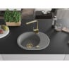 Mexen Kevin chiuvetă de granit cu un compartiment, cu picurător și baterie de bucătărie Rita, gri - 6517-71-670300-50
