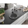 Mexen Kevin chiuvetă de granit cu un compartiment, cu picurător și baterie de bucătărie Rita, gri - 6517-71-670300-70