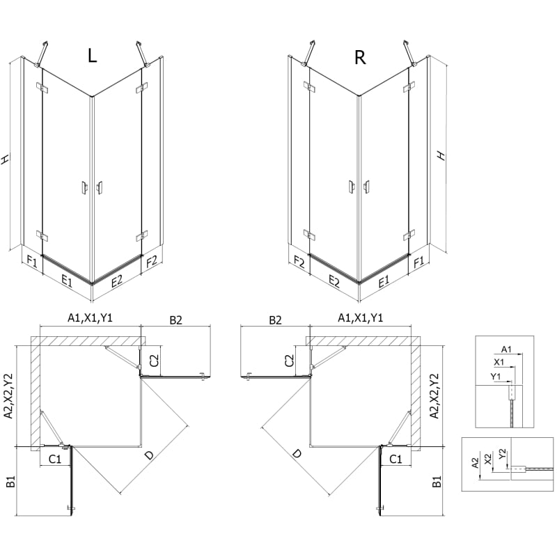 Mexen Mist-H Cabină de duș Duo batantă dreapta 70 x 90 cm, transparent, albă - 8A5-070L-090P-20-00