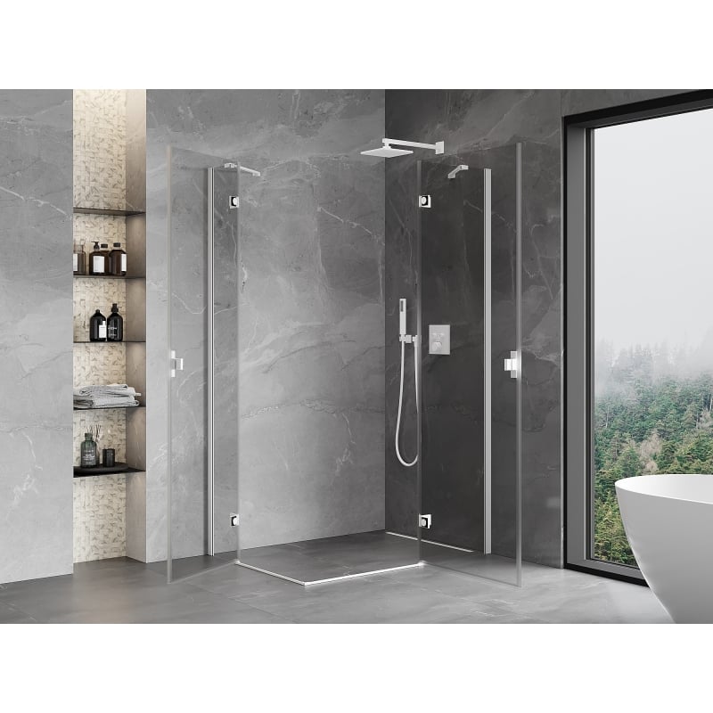 Mexen Mist-H Cabină de duș Duo batantă dreapta 70 x 90 cm, transparent, albă - 8A5-070L-090P-20-00