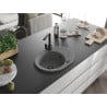 Mexen Kevin chiuvetă de granit cu un compartiment, cu picurător și baterie de bucătărie Rita, gri - 6517-71-670300-70-B