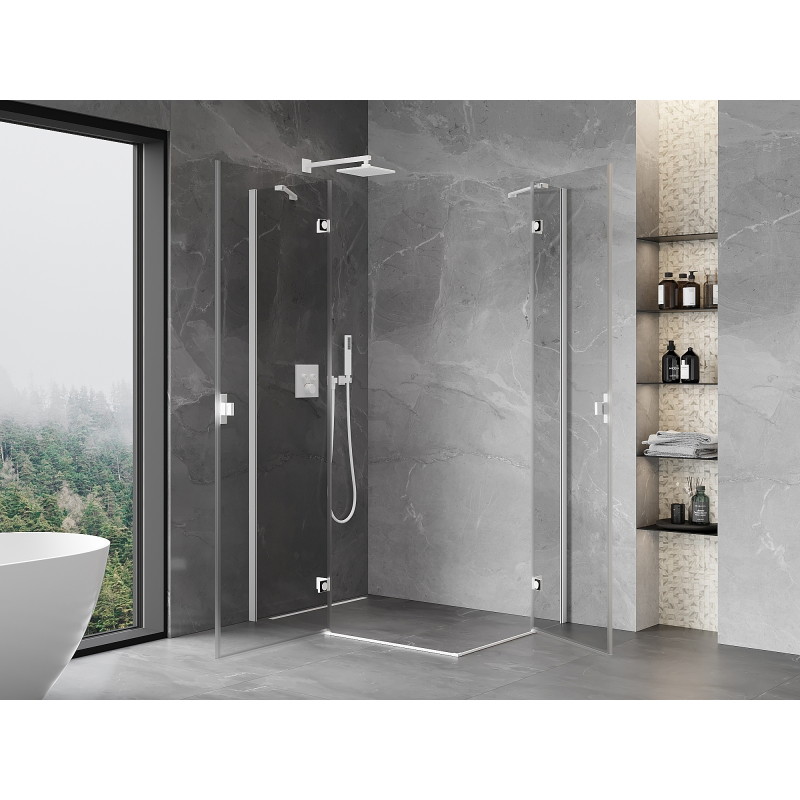 Mexen Mist-H Duo nyitható zuhanykabin bal 115 x 110 cm, átlátszó, fehér - 8A5-115L-110P-20-00