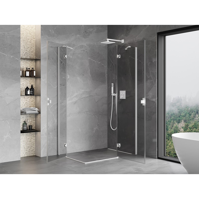 Mexen Mist-H Duo nyíló zuhanykabin jobbos 110 x 115 cm, átlátszó, fehér - 8A5-110L-115P-20-00