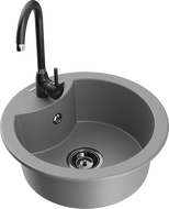 Mexen Diego 1-medencés gránit mosogatótálca Telma konyhai csapteleppel, szürke - 6512-71-670200-70-B
