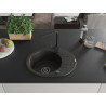 Mexen Kevin chiuvetă de granit cu 1 compartiment cu scurgător și baterie de bucătărie Rita, negru/auriu metalic