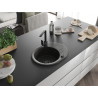 Mexen Kevin chiuvetă granit 1-cameră cu scurgător și baterie de bucătărie Rita, negru/auriu metalic - 6517-75-670300-70-B