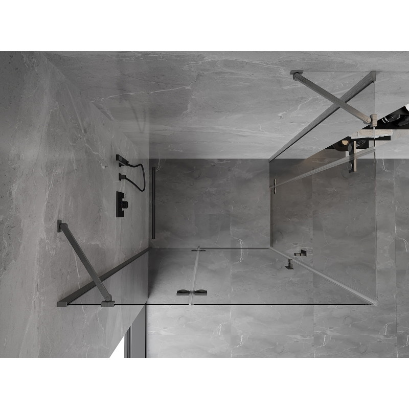 Mexen Mist-H Duo bal oldali kifelé nyíló zuhanyfülke, 120 x 80 cm, átlátszó, sötétszürke szálcsiszolt