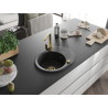 Mexen Kevin chiuvetă din granit cu 1 cuvă, cu scurgător și baterie de bucătărie Rita, negru - 6517-77-670300-50