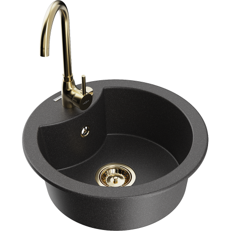 Mexen Diego chiuvetă granit 1-cameră cu baterie de bucătărie Telma, negru cu pete - 6512-76-670200-50