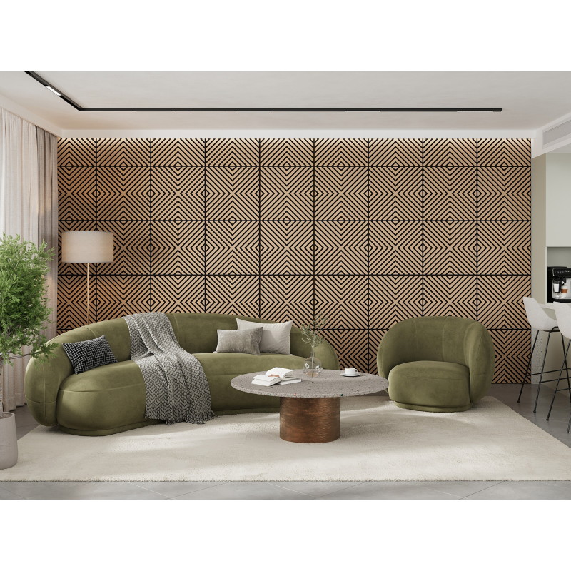 Mexen Linea 01 akusztikus fali panel 60 x 60 cm (4 db), 9 mm-es filc, technikai furnér, Fehérített Tölgy - S110-60607-01-040