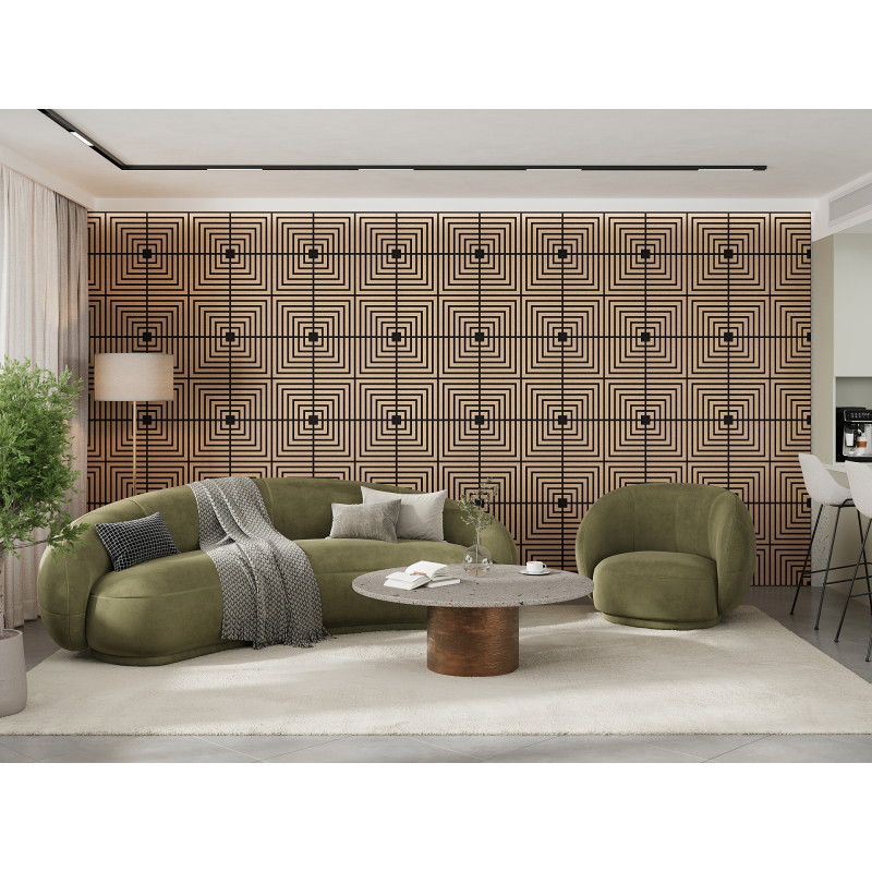 Mexen Linea 02 panou de perete acustic 60 x 60 cm (4 buc.), fetru 9 mm, furnir tehnic, Stejar Alb - S110-60607-02-040