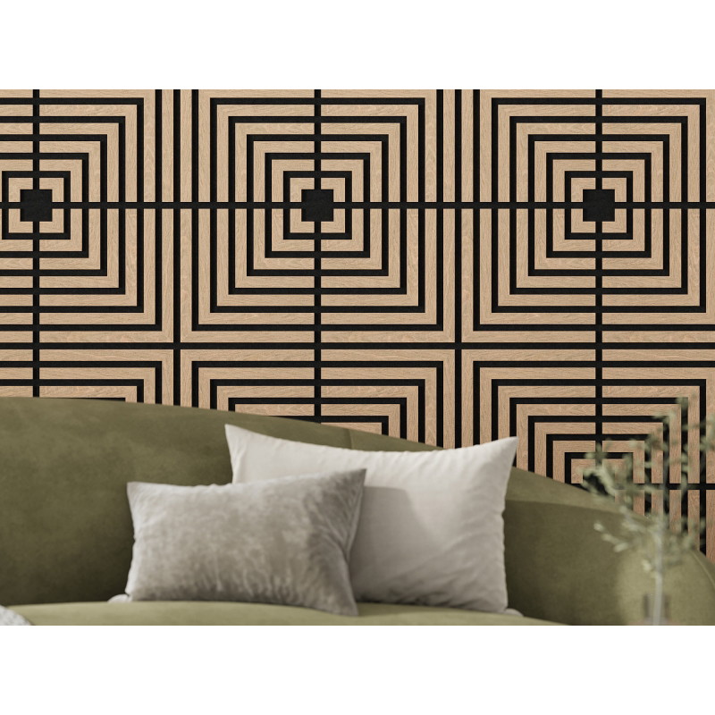 Mexen Linea 02 akusztikus fali panel 60 x 60 cm (4 db), filc 9 mm, technikai furnér, Fehérített Tölgy - S110-60607-02-040