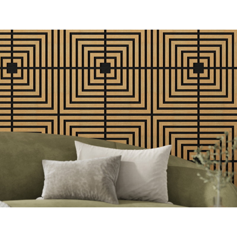 Mexen Linea 02 hangszigetelő falpanel 60 x 60 cm (4 db), 9 mm filc, technikai furnér, Classic Tölgy - S110-60607-02-041