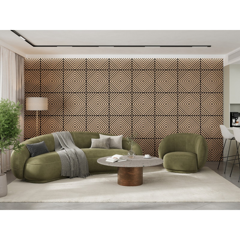 Mexen Linea 03 akusztikus falpanel 60 x 60 cm (4 db), 9 mm filc, technikai furnér, Fehérített Tölgy - S110-60607-03-040