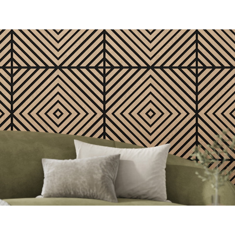 Mexen Linea 03 akusztikus falpanel 60 x 60 cm (4 db), 9 mm filc, technikai furnér, Fehérített Tölgy - S110-60607-03-040